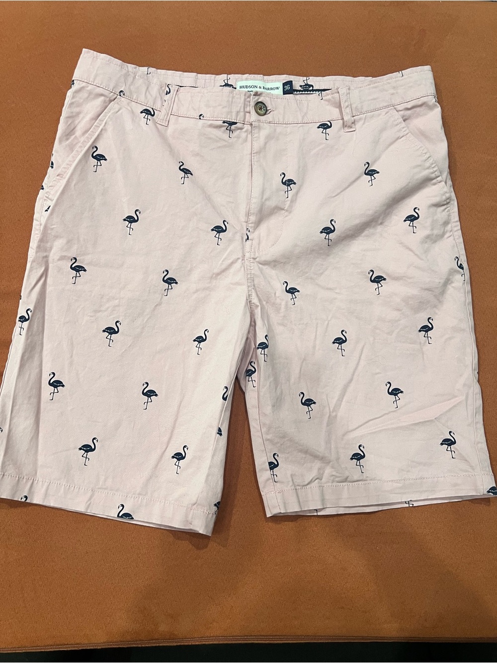 Men's Light Pink Flamingo Print Cargo Shorts